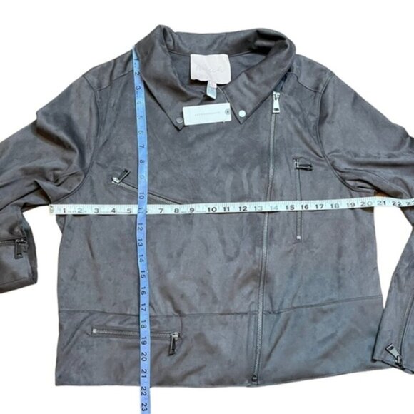 NWT Anthropologie Hutch Faux‎ Brown Suede Moto Jacket Wome Size Large - Picture 8 of 12
